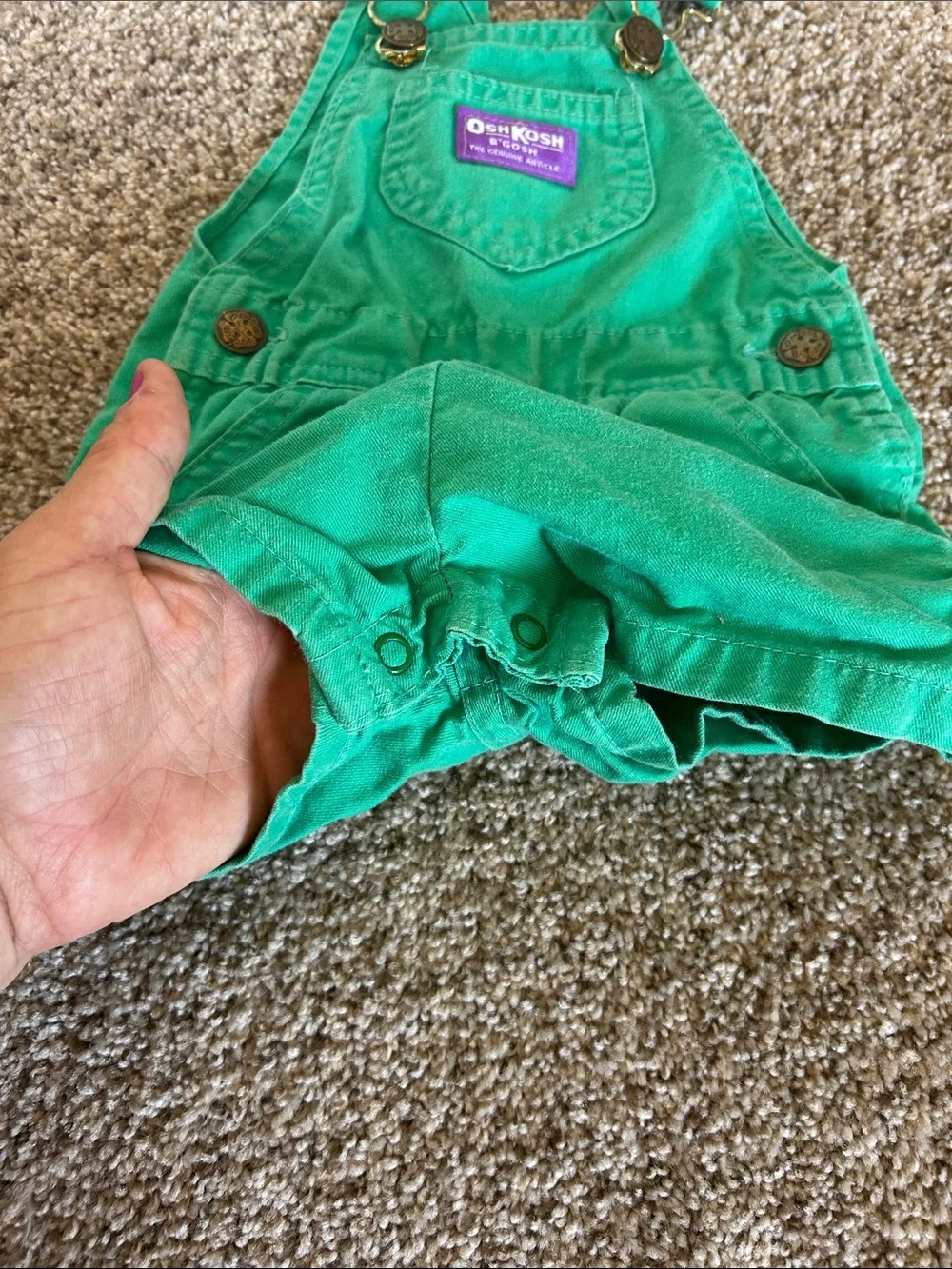 OshKosh B'gosh Bright Green Toddler Overall Shorts